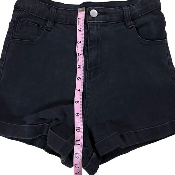Brandy Melville ~ Black Denim Shorts ~ high waisted ~ size Small - Picture 6 of 7